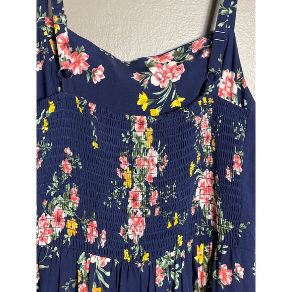 Old Navy Jumpsuit Navy Blue Floral Rayon Relaxed Fit Pockets Boho Womens M - Picture 6 of 7